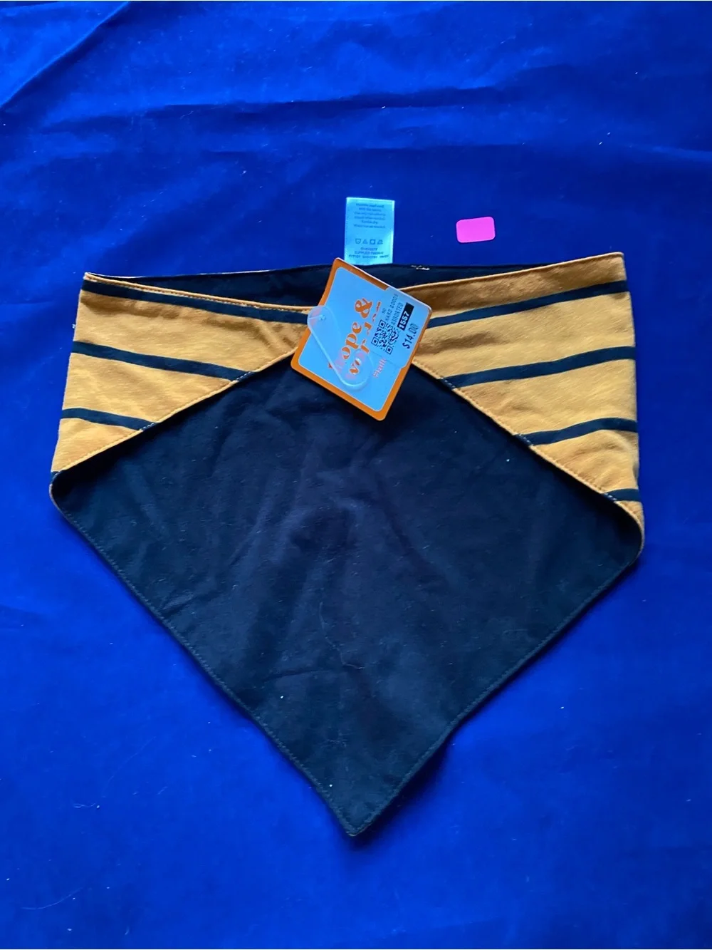 New Hope & Wonder Halloween Dog Orange & Black Stripe Scarf XS-S
